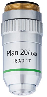AmScope 20X Plan Achromatic Objective Lens with Knurled Ring