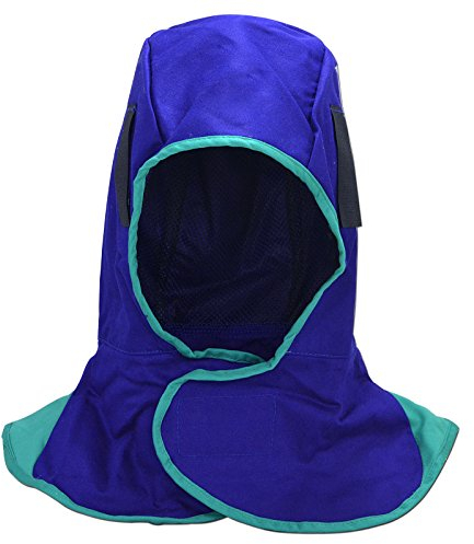 RIVERWELD Cagoule de soudage en tissu ignifuge pour soudeurs - Casque de soudage de couleur bleue - Équipement de sécurité au travail - Protection de la tête