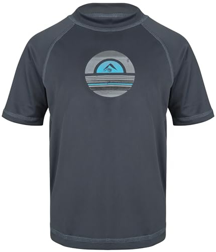 Kanu Surf Big Boys Haywire UPF 50+ Sun Protective Rashguard Swim Shirt, Avalon Charcoal, X-Small (6)
