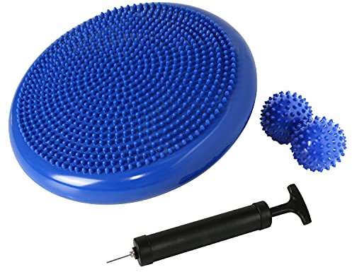 Nvzi Coussin d'équilibre, coussin d'équilibre, coussin d'équilibre pour thérapie physique, disque de stabilité , enfants sensoriels, salle de classe avec balle de massage à picots (bleu)