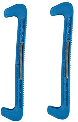 EVTSCAN Protectores de Cuchillas de patín, 1 par de Fundas de Protectores de Cuchillas de Patines de Hockey sobre Hielo de plástico de 7 Colores con Resorte Ajustable(Azul)