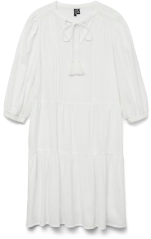 Vero Moda Women's VMPRETTY - Vestido de túnica 3/4, Talla XXL, Color Blanco, Blanco Nieve., XXL