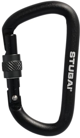 STUBAI STUBAI Accessory - Mousqueton en matériau - Avec sécurité à vis - Noir - Pour le camping, la randonnée, l'extérieur - Porte-clés