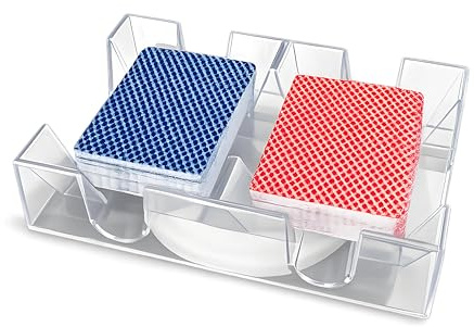 Dilwe Rotating Card Tray, 2/6 Deck Rotating Card Tray Convenient Playing Card Holder Clear Card Game Organizer (Put 2 Poker)