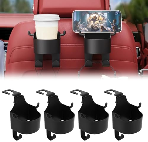 Miawtro Car Cup Holder, Multifunctional Car Drink Holders, Universal Car Cup Holder Expander with Hooks, Black Car Seat Cup Holder for Bottle Thermos Cups Beverage Cans (4pcs)