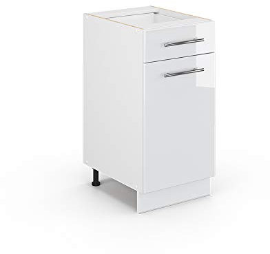 Vicco Midischrank Fame-Line, Badmöbel, Weiß Hochglanz/Weiß, 40 x 81.6 cm