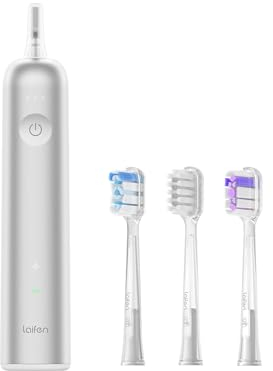 Laifen Wave elektrische Zahnbürste, Oszillation & Vibration elektrische Schallzahnbürste für Erwachsene mit 3 Bürstenköpfen, IPX7 wasserdicht magnetisch wiederaufladbar Reisezahnbürste (Aluminium)