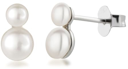 Schöner-SD Perlenohrstecker Ohrringe 925 Silber 2 Perlen klein