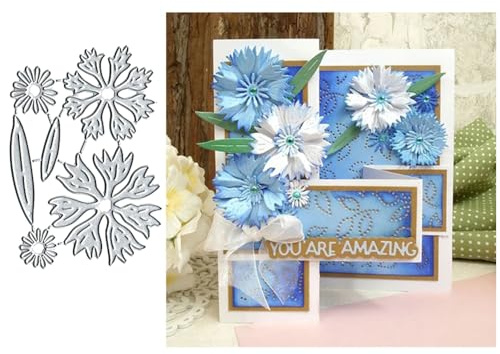 BeetirryHu 3D Flowers Metal Die Cuts, Cornflower Flowers Metal Cutting Dies, Art Deco Scrapbooking Die Cuts