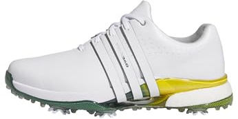 adidas Men's Tour360 24 Golf Shoe, Footwear White/Collegiate Green/Yellow, 10