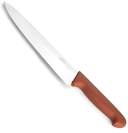 LACOR - 38310 - Cuchillo Cocina Select, Cuchillo para Embutidos y Fiambres, Acero Inoxidable, Corte Firme y Equilibrado, Mango Marrón Ergonómico y Antideslizante de TPV, 25 cm