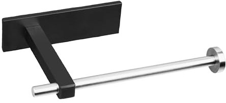 Portarollos de Papel de Baño - Adhesivo Sin Taladrar, Diseño Moderno y Sencillo, Acero Inoxidable A304L - Accesorios Baño, Soporte Papel Higiénico, Portarrollos Papel Higiénico (Negro Brillo)