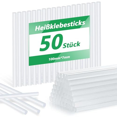 CALLYSONIC Lot de 50 bâtons de colle chaude, très transparents, pour bricolage et réparations, bois, tissus et céramique, 7 mm