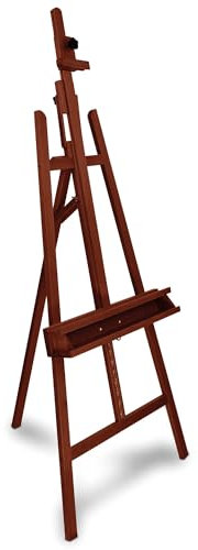 Artina Staffelei Holz Groß Barcelona – Malstaffelei für Keilrahmen bis 120cm – 225cm verstellbar FSC© Holzstaffelei zum malen klappbar Staffelei für Erwachsene, Malerei, Ausstellung Nussbaum Optik