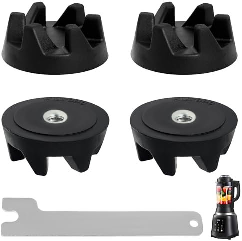 4x Kupplung 9704230, Blender Coupler Ersatzteile, Gummi Mixer Kupplung Spindel Werkzeug Ersatzteil, Kompatibel mit KitchenAid Modellen KSB52, KSB5, 5KSB52 and 5KSB5 (Montageschlüssel Enthalten)