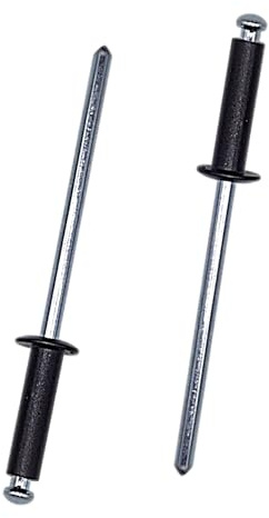 SKIR'CO (100 uds) Remaches ciegos pintados 3,2 x 12 mm, Remaches Ciegos de Aluminio, DIN 7337, Cabeza Abombada, Mandril de Acero, Remaches Pop (Negro RAL 9005)