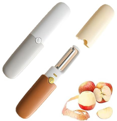 Sbucciatore di Frutta,2 pezzi 2-in-1 sbucciatore tagliatore di frutta coltello piccolo portatile spelucchino e sbucciatore con coperchio per il campeggio viaggio