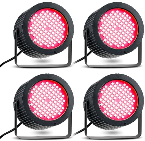 Funtery 4 Pcs Bright Halloween Strobe Light 88 LEDs Flash Party Lighting Sound and Speed Modes Flashing Stage Lights for Christmas Birthday Party Room Dance DJ Bar Karaoke Show Wedding(Red)