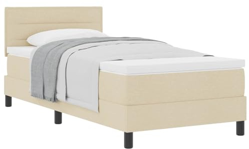 vidaXL Boxspring säng med madrass krämsäng 90x190 cm Tyg
