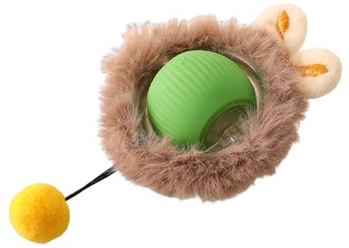 KIXZSAZ Giocattolo interattivo per gatti Tecnologia intelligente per evitare gli ostacoli Giocattolo per animali domestici Palla interattiva intelligente in ABS con copertura in peluche, verde