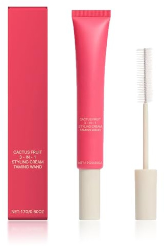 Cactus Fruit 3 in 1 Hair Styling Cream with Taming Wand, Lightweight Non Greasy Hair Finishing Balm for Frizz Control, Flyaway Smoothing and Edge Styling, Hair Finishing Stick for All Hair Types