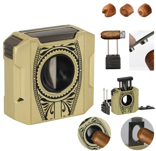 Tagliasigari 5 in 1 con tagliasigari (taglio a V e taglio dritto) e 2 perforatori per sigari e un niber, ideale come accessori per sigari da uomo, è anche un regalo per sigari per gli uomini