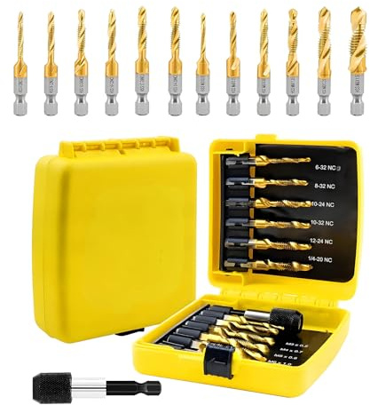 Set di 13 punte per trapano, set di maschi filettati da 6 mm, HSS M3-M10, set di maschi per metallo, mattoni, vetro, plastica, legno