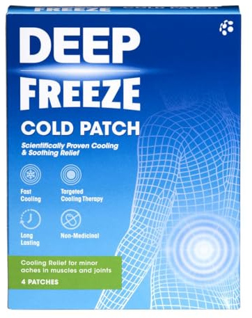 Deep Freeze Cold Patch Fast Acting, Targeted Cooling (Pack of 4 Patches) | Self Adhesive Patches For Targeted Relief Of Muscle Discomfort & Minor Joint Aches, Drug Free, Easy, No-Mess Application