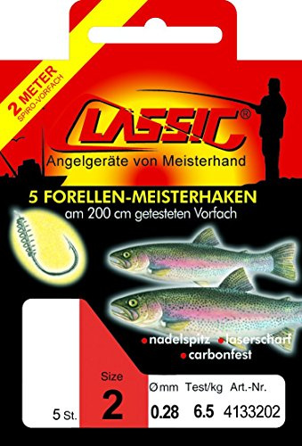 Paladin Classic 200cm Forellenhaken Teighaken gebunden, Größe:8