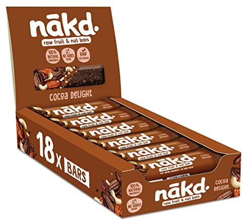 Nakd Cocoa Delight Natural Fruit & Nut Bars - Vegan - Gluten Free - Healthy Snack,s 35 g (Pack of 18)