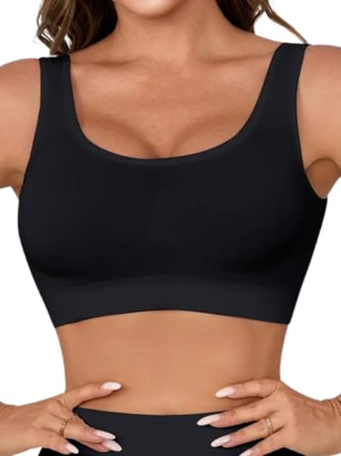 Boolavard The Ultimate Comfort Bra. Seamless Support Comfort Sport Stretch Action Leisure Black White