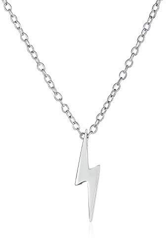 Bling Jewelry Winziger Minimalistischer Geometrischer Zick Zack Blitz Anhänger Halskette Für Frauen Teenager Aus .925 Sterling Silber