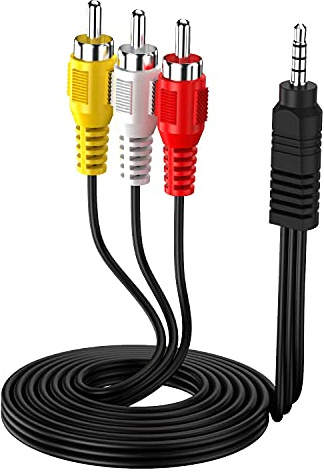 Eanetf 3.5mm to RCA Camcorder Handycam AV Audio Video Output Cable, 1/8 TRRS to 3 RCA Male Plug AUX Cable Cord for TV,Smartphones,MP3, Tablets,Speakers,Home Theater - 5ft