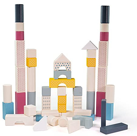 Bigjigs Toys, FSC® Certified Drum of 50 Bricks, Wooden Toys, Building Blocks, Kids Building Blocks, Building Blocks For 1 & 2 Year Olds, Wooden Blocks For 1 Year Old, Montessori Toys