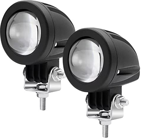 Biqing [Doppio Colore 5 Modes] 2PCS Faro Moto Ambra/Bianco,10W Faretti Supplementari Moto 12V 24V Fendinebbia Moto Luci Ausiliarie per Moto Veicolo Bici Auto Barca