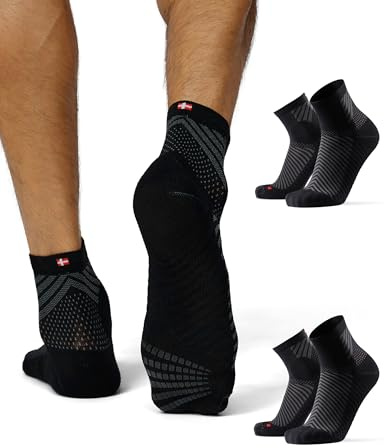 DANISH ENDURANCE Chaussettes de Running, Lot de 2, Noir, 39-42