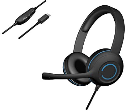 Cyber Acoustics USB-C Stereo Headset (AC-5014) – Durable, Crisp, and Clear Communication in Classrooms and at Home; in-Line Controls for Volume and Mic Mute