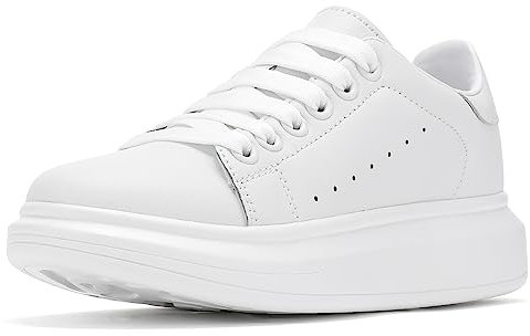 NewEndostar Modische Damen-Sneaker, Vibrationshöhe, leicht, bequem, lässig, Skateboard-Wanderschuhe, Full_White, 42 EU