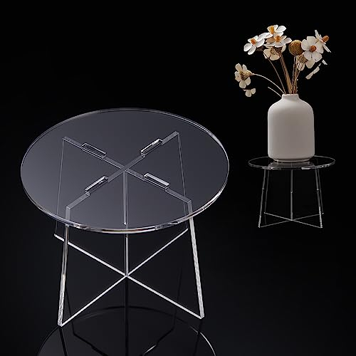 Baoswi 15 x 10 cm Mini Plant Stand Indoor, Acrylic Desktop Display Stand, Desktop Round Riser Shelf for Flower Pots Table Display Rack for Event Decor (Clear)
