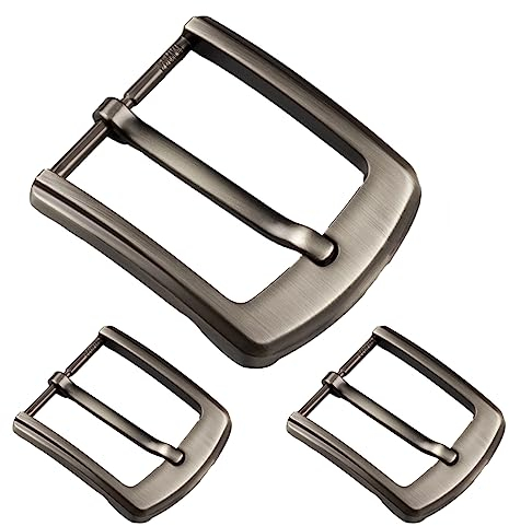 AAED 3 Stück Klassische Gürtelschnalle, 38-40 Mm Einzackige Quadratische Ersatzschnalle Aus Zinklegierung 40Mm, Für Männer Frauen Gürtel (Silber)
