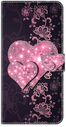 Tivenfezk Nadoli Custodia PU Pelle per Google Pixel 8,Colorato Dipinto Rosa Cuore Porta Carte Magnetico Portafoglio Protettiva Cover