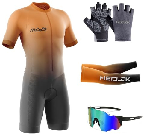 Triatlón Triatlón Triatlón de Manga Corta para Hombre，Traje de Natación para Bicicleta，Traje de Ciclismo Acolchado de una Pieza para，Ciclismo,Carrera,Natación (TYP-7,L)