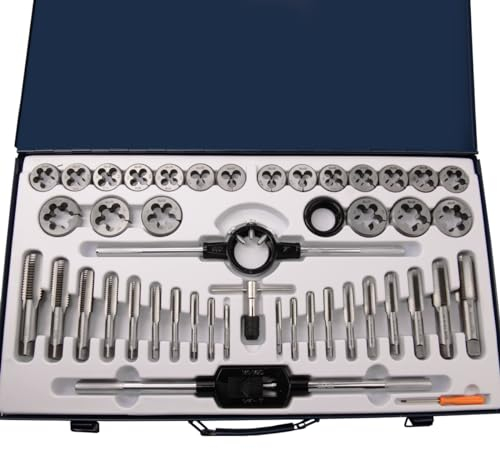 a+s Albrecht und Schulte 45 tlg. Gewindeschneider Set Zoll | UNC 1/4-20-UNC 1-8 | UNF 1/4-28-UNF 1-14 | Handgewindebohrer, Schneideisen, Windeisen, Werkzeug- & Schneideisenhalter, Schraubendreher
