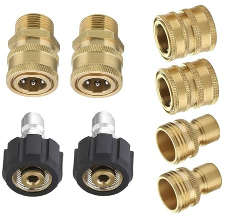 Universal Pressure Washer Quick Connect Adapter Set, M22-14mm to 3/8 Quick Disconnect, 3/4 GHT Quick Release, 5000 PSI