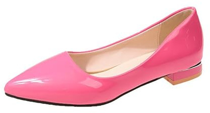 Ballerinaskor dam lack balerinaskor platta damskor ballerina loafers slip-on pumps klänning skor spetsskor Mary Jane-skor eleganta ballerinaskor bröllopsskor kostymskor, Het rosa, 40 EU