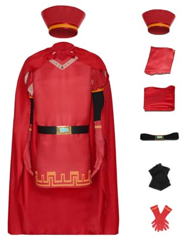 Shukqueen Mens Red Lord Halloween Costumes Farquaad Role Play Set Adult Performance Suit L