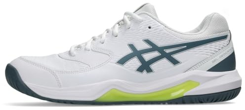 Asics Resolution 9 Scarpa da Tennis per Campi Veloci per Uomo, White/Iron Lined, 43.5 EU Bred
