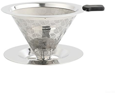 Filtro de cafetera de vertido manual con taza de filtro de acero inoxidable y soporte integrado, adecuado para 1 2 personas, estilo de goteo de papel para una preparación limpia y simple