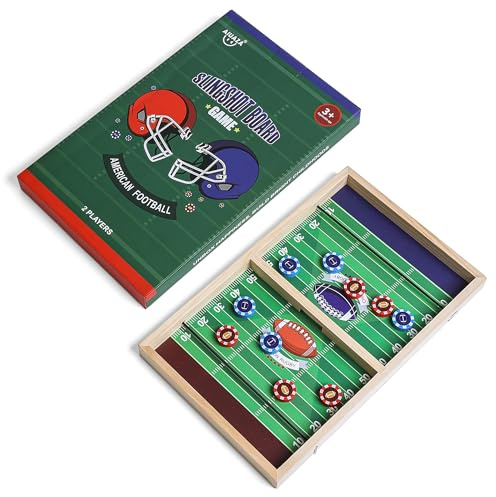 AIUAZA Fútbol Rápido Clásico Anillo Juego de Tiro Juego Familiar Noche con Amigos Fiesta Juego de Mesa de Hockey de Aire de Madera para Adultos, 2 Jugadores