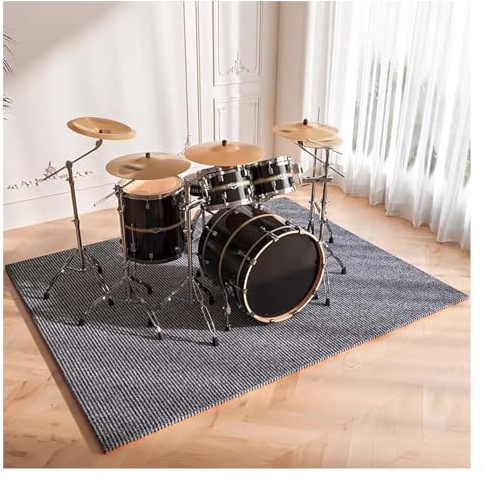 Drum Set Mat Soundproof Carpet, Shock-Absorbing Sound-Absorbing Floor Mat, Piano Carpet, Household Thickened Shock-Absorbing Pad(Grey,160x120cm/63x47.2in)